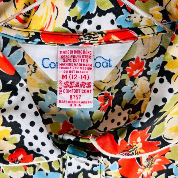 Vintage Sears Comfort Coat Housecoat Size Medium 12/14 Polka Dot Retro - Picture 5 of 6